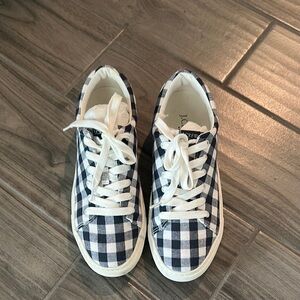 J. Crew Blue and White Plaid Sneakers